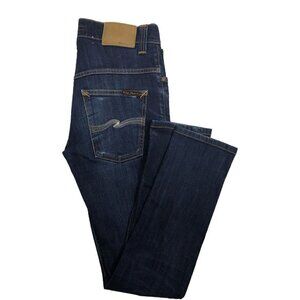 Nudie James Jeans 28x34 Dark  Cotton Blend Zip Fly Thin Finn Skinny Stretch